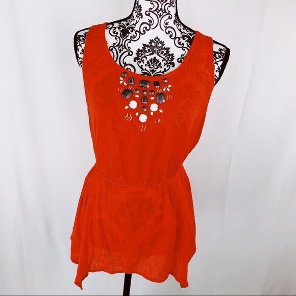 Anthro Edme & Esyllte Beaded Crepe Tunic Top - Picture 1 of 6